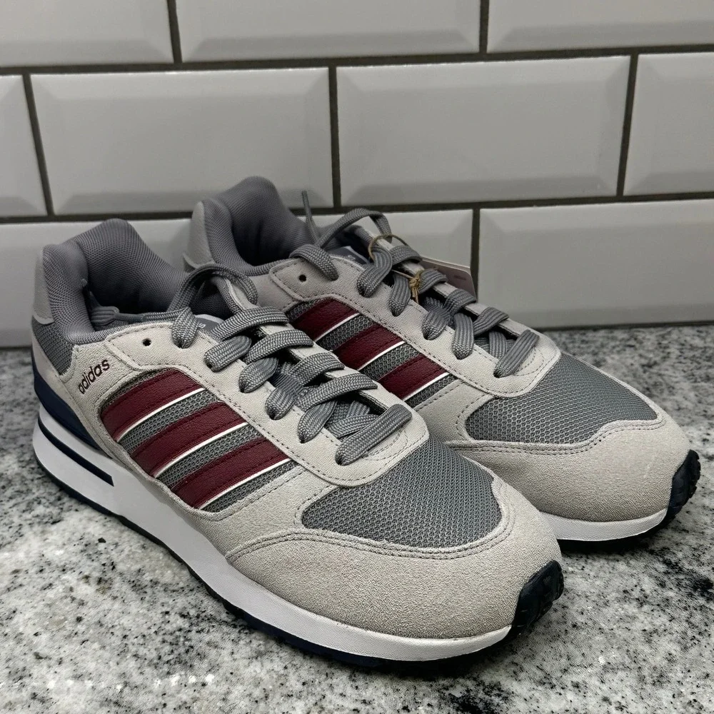 Adidas Mens 7 Run 80s Sneakers Grey Burgundy ID1882 Retro Running Lifestyle Shoe